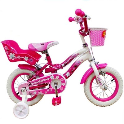 BICICLETTA PER BAMBINI 12" BUTTERFLY CON CESTINO, PORTABAMBOLE E MOVIMENTO SFERA BU12/2