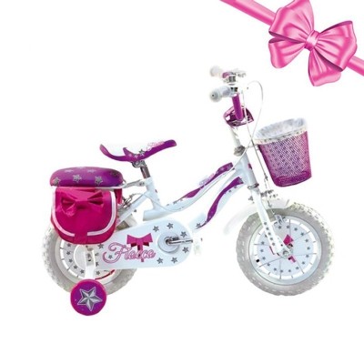 BICICLETTA PER BAMBINI 12" FIOCCO CON CESTINO, SACCHE LATERALI E MOVIMENTO SFERA BKT FIO12/2