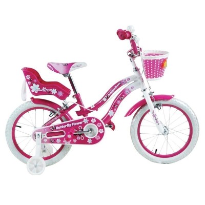 BICICLETTA PER BAMBINI 16" BUTTERFLY CON CESTINO, PORTABAMBOLE E MOVIMENTO SFERA BU16/2