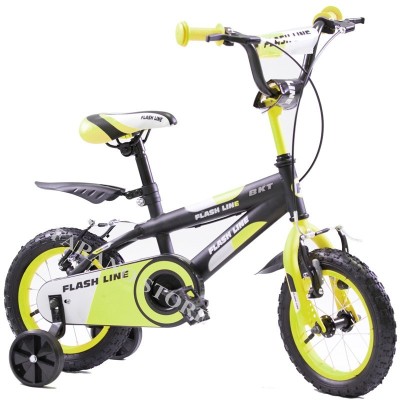 BICICLETTA PER BAMBINI 12" BMX FLASH LINE GIALLA CON PARAFANGHI, COPRICATENA E MOVIMENTI SFERA FLA12