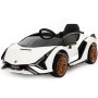 AUTO ELETTRICA PER BAMBINI LAMBORGHINI SIAN BIANCA 12V R/C, SCHERMO MP4, LUCI E SEDILE IN PELLE