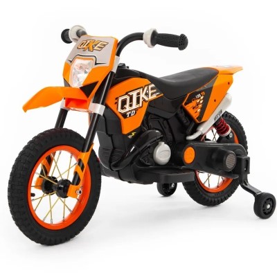 MOTO ELETTRICA PER BAMBINI MOTO CROSS ARANCIONE 6V CON LUCI E SUONI BABY CAR