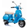 MOTO ELETTRICA PER BAMBINI VESPA PX 150 PIAGGIO BLU 12V SUONI, LED, SED. PELLE, RUOTE EVA /236