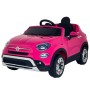 AUTO ELETTRICA PER BAMBINI FIAT 500X ROSA STRAWBERRY R/C 12V, 2 MOTORI, ING.MP3, LED CLB