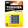 BLISTER 4 PILE MINISTILO AAA LR03 DA 1,5 VOLT ALCALINE TOSHIBA HIGH POWER LR03GCPBP4