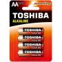 BLISTER 4 PILE STILO AA LR6 DA 1,5 VOLT ALCALINE TOSHIBA HIGH POWER LR6GCPBP4