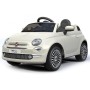 AUTO ELETTRICA PER BAMBINI FIAT 500 NEW BIANCA R/C 12V, 2 MOTORI,SEDILE IN PELLE,ING.MP3, LED GQN