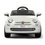 AUTO ELETTRICA PER BAMBINI FIAT 500 NEW BIANCA R/C 12V, 2 MOTORI,SEDILE IN PELLE,ING.MP3, LED GQN