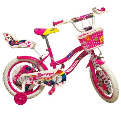 BICICLETTA PER BAMBINI 14" UNICORNO CON CESTINO, PORTABAMBOLE E MOVIMENTO SFERA BKT UNI14