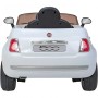 AUTO ELETTRICA PER BAMBINI FIAT 500 BIANCA R/C 12V, 2 MOTORI, ING.MP3, MICROSD E USB, LUCI LED