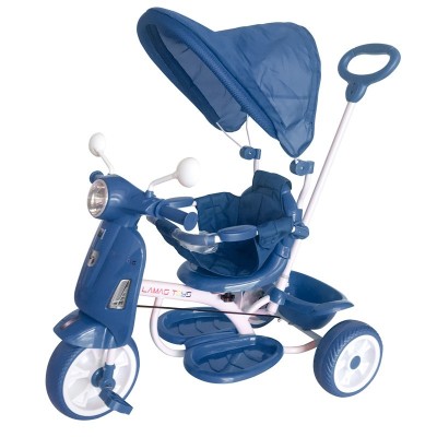 TRICICLO SPECIAL ROSA REVERSIBILE FRONTE BLU CON MANICO E CAPPOTTINA LMT LT916