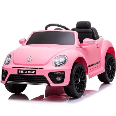 AUTO ELETTRICA PER BAMBINI VOLKSWAGEN THE BEETLE ROSA SMALL R/C 12V LUCI E SUONI, BLUETOOTH