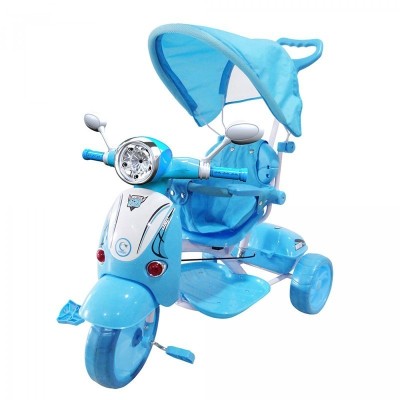 TRICICLO VESPINA AZZURRO CON MANICO E CAPPOTTINA LMT LT854/AS3612