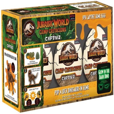 PACK 3 UOVA SLIME CAPTIVZ CON DINOSAURO A SORPRESA JURASSIC WORLD CAMP CRETACEOUS ROCCO GIOCATTOLI TMJWESE3P